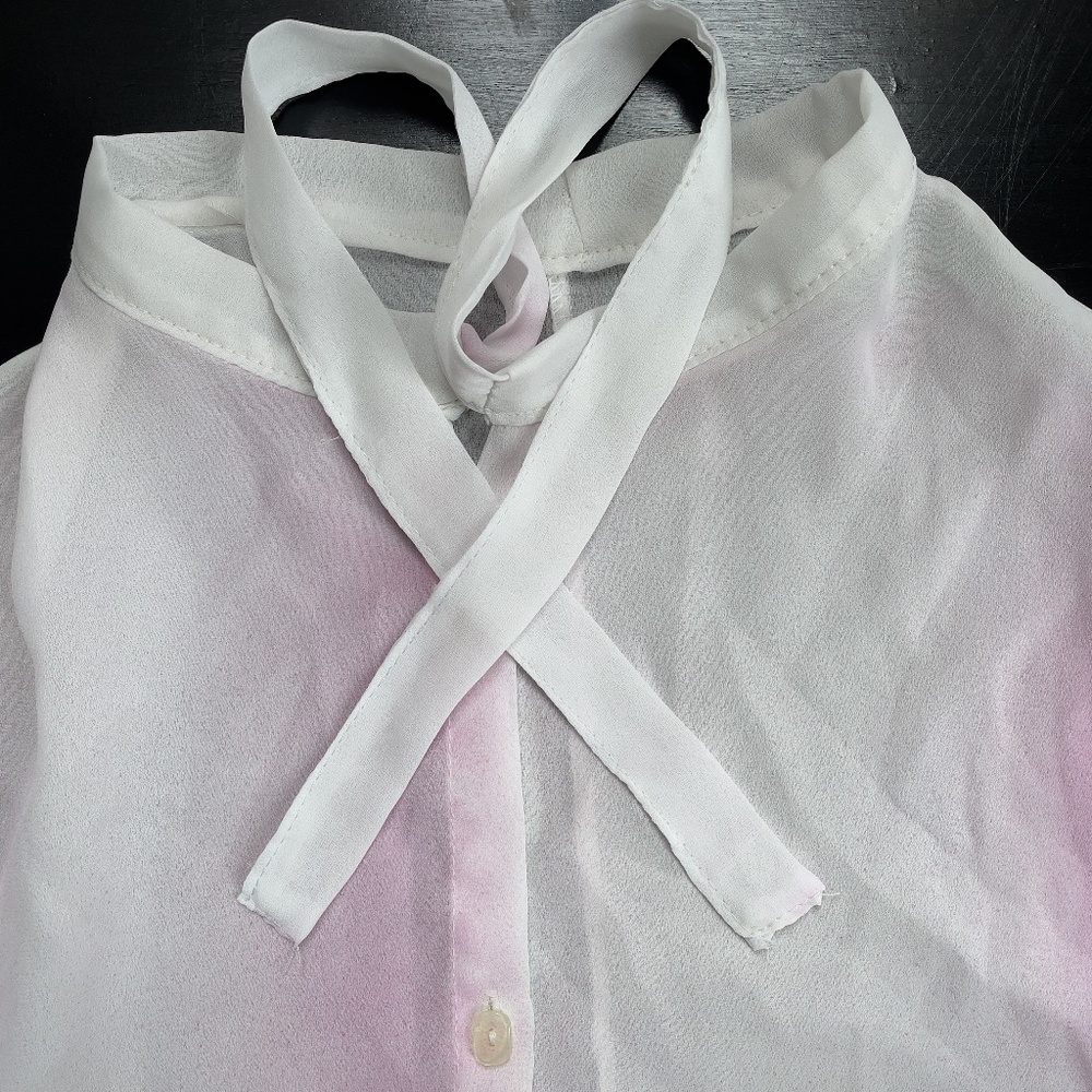 Custom Sheer White Button Up Blouse - image 3